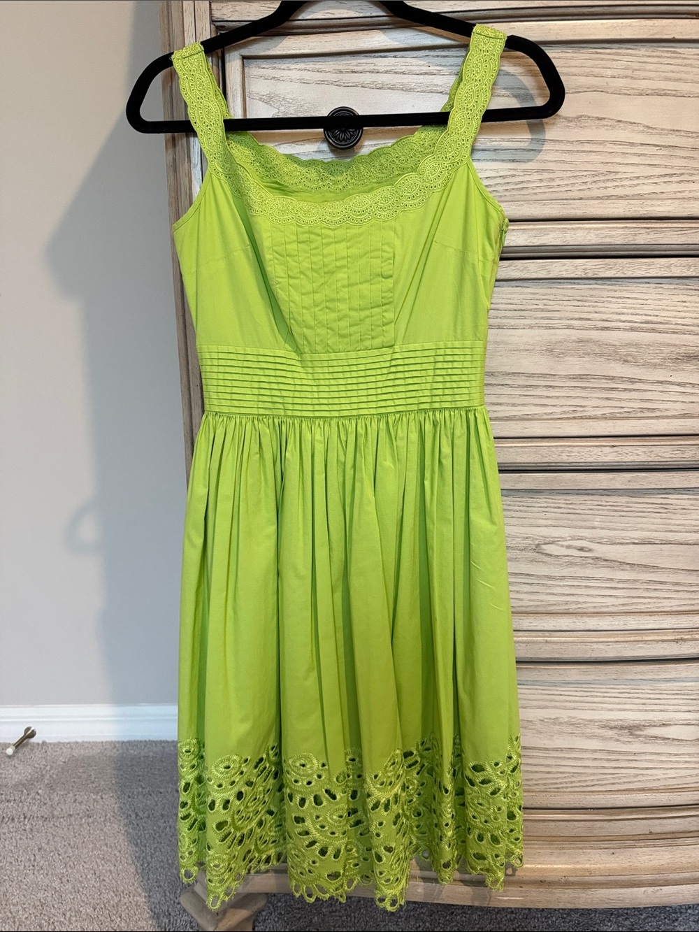 ANTONIO MELANI Lime Green Eyelet Midi Dress